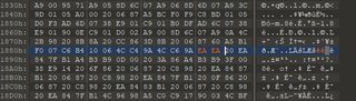 Changed bytes in the hex editor