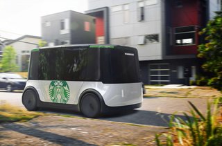 A self driving Starbucks delivery vehicle