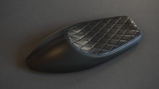 Rendering of a motocycle seat with beautiful black leather and silver thread