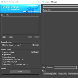 Relink Bitmaps user interface