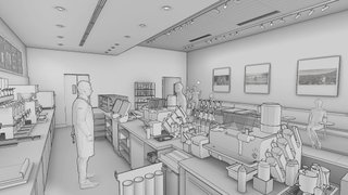 View of inside of a starbucks store in a realtime engine